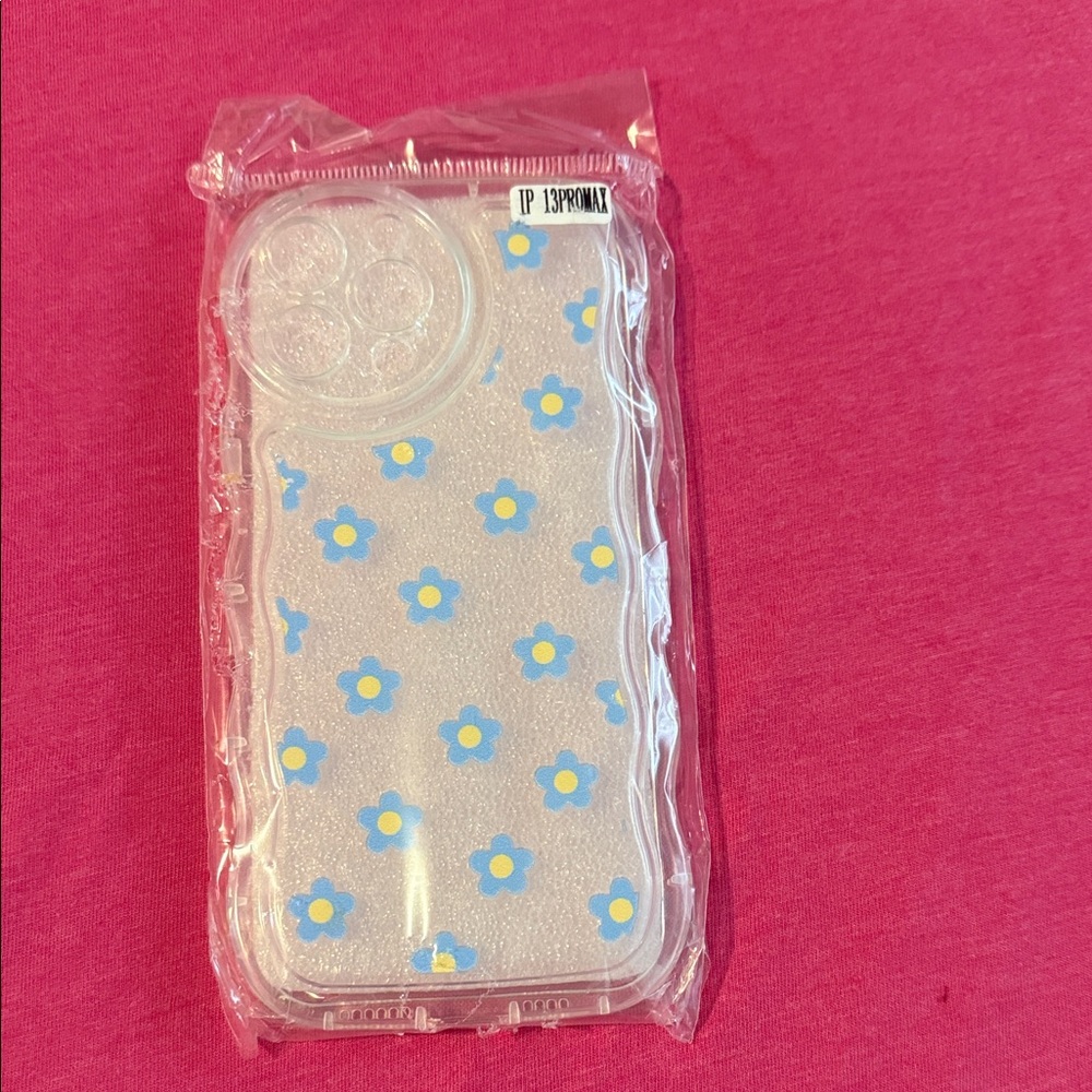 Floral Clear Phone Case with Blue Accents
